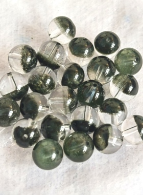 天然水晶巴西老矿绿幽灵聚宝盆8mm单珠散珠DIY手工串珠配件