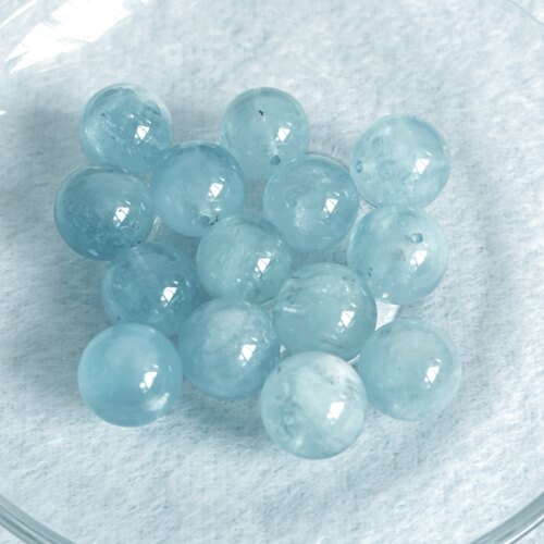 天然海蓝宝冰川蓝碎冰冰海蓝宝14-15 mm散珠单珠手工DIY串珠配件