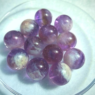 天然半盆幽灵紫兔毛晶20mm单珠散珠手工DIY配件