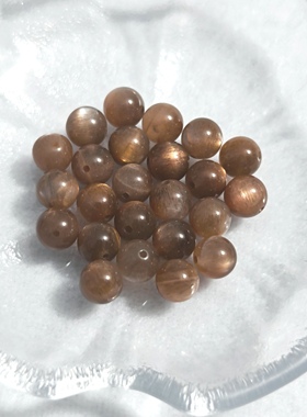 天然金骨干石7.5mm圆珠散珠手工单珠配件