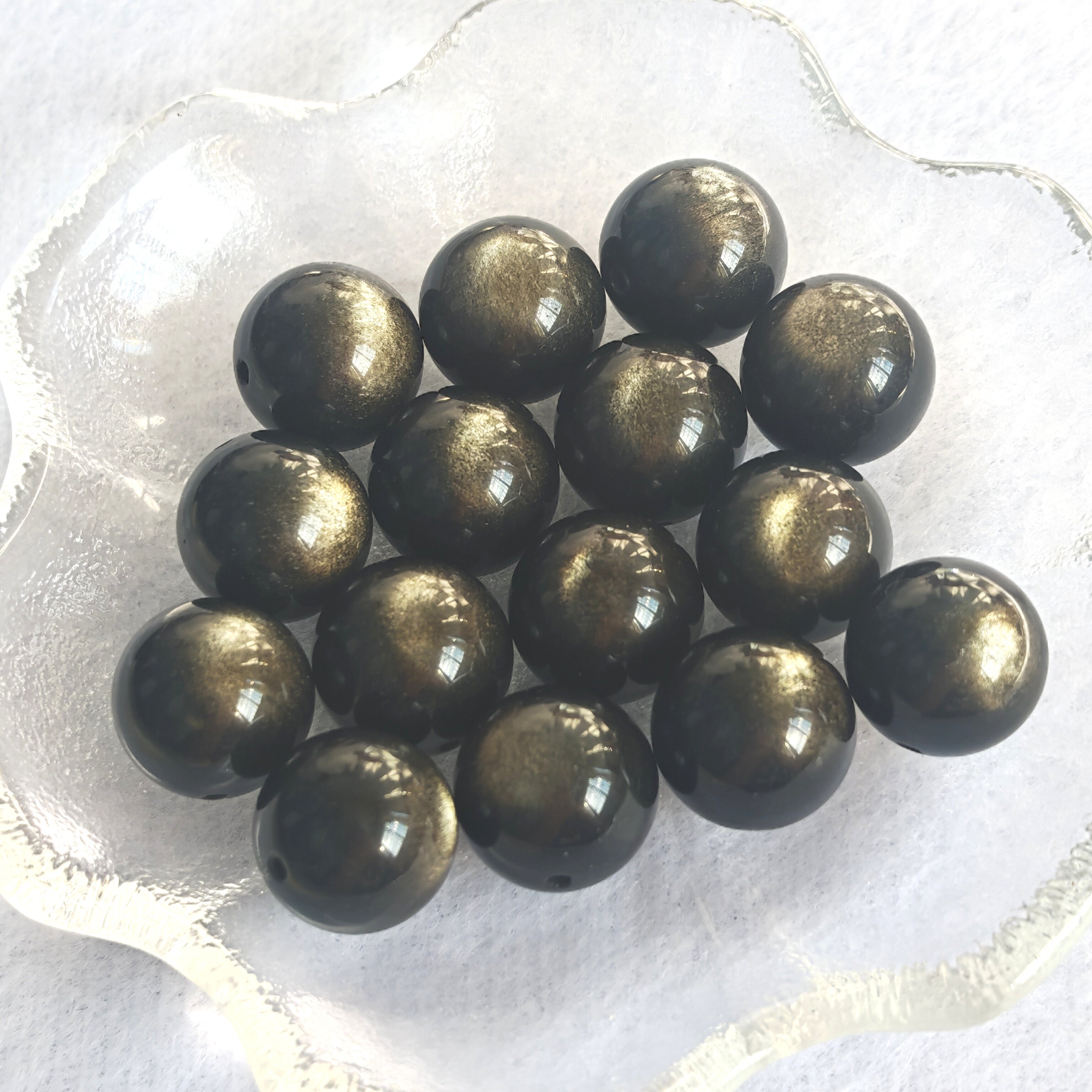 禧芙蓉XFORO墨西哥猫眼金曜石圆珠13mm-14mm单珠手工DIY串珠配件