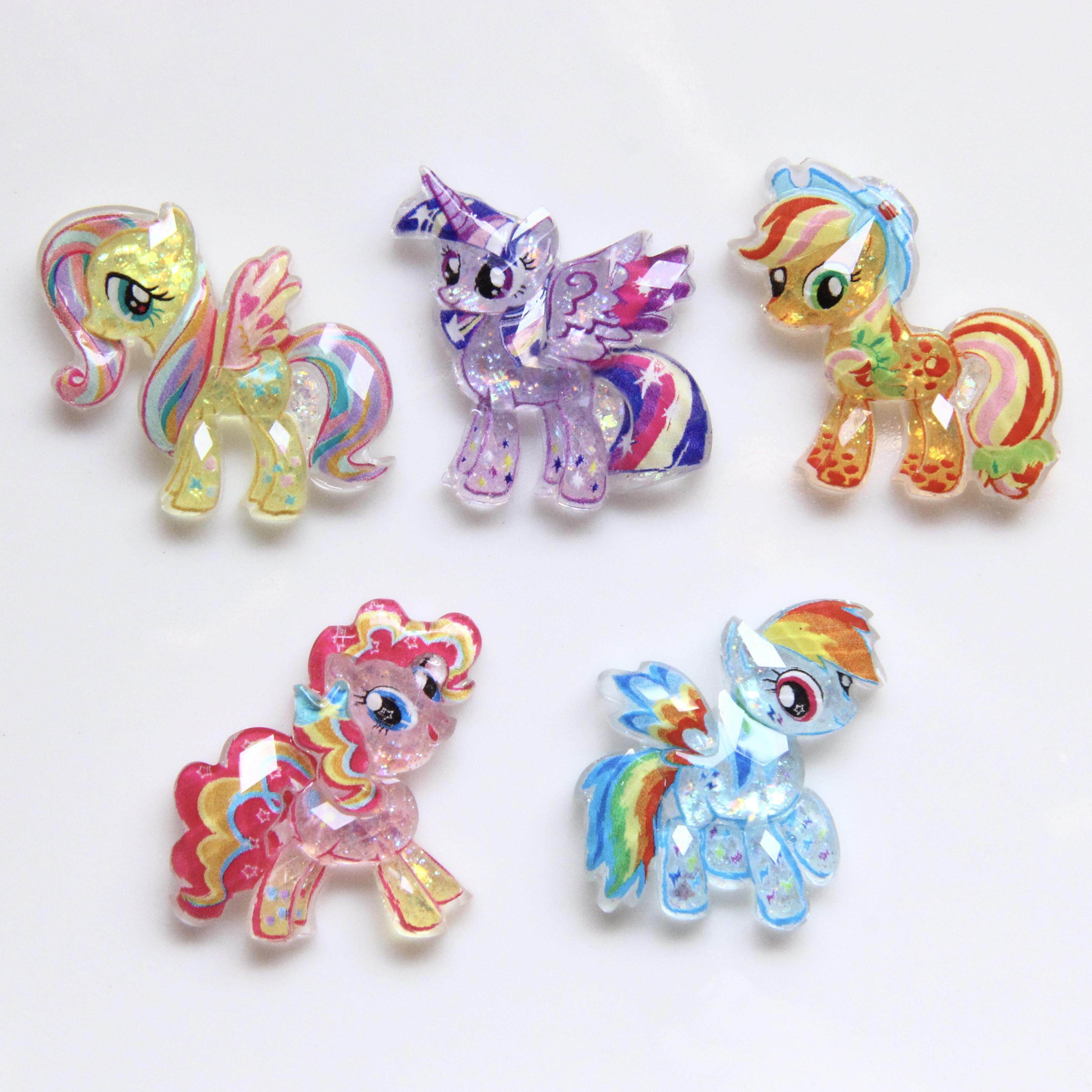 切面亮闪闪半立体小马独角兽树脂配件儿童可爱卡通创意装饰贴片