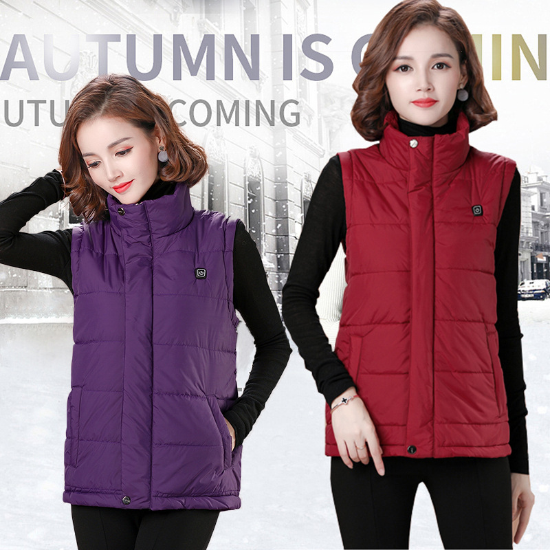 2018新款棉衣USB加热马甲男女智能随身充电背心发热马甲电热衣服