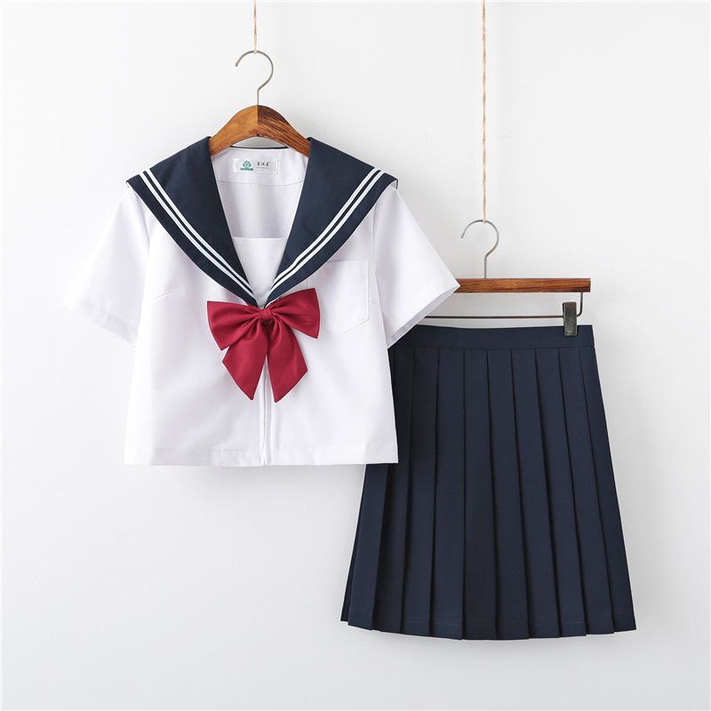 正版JK制服裙中长款学生装白二本学院风基础款日本甜美水手服套装