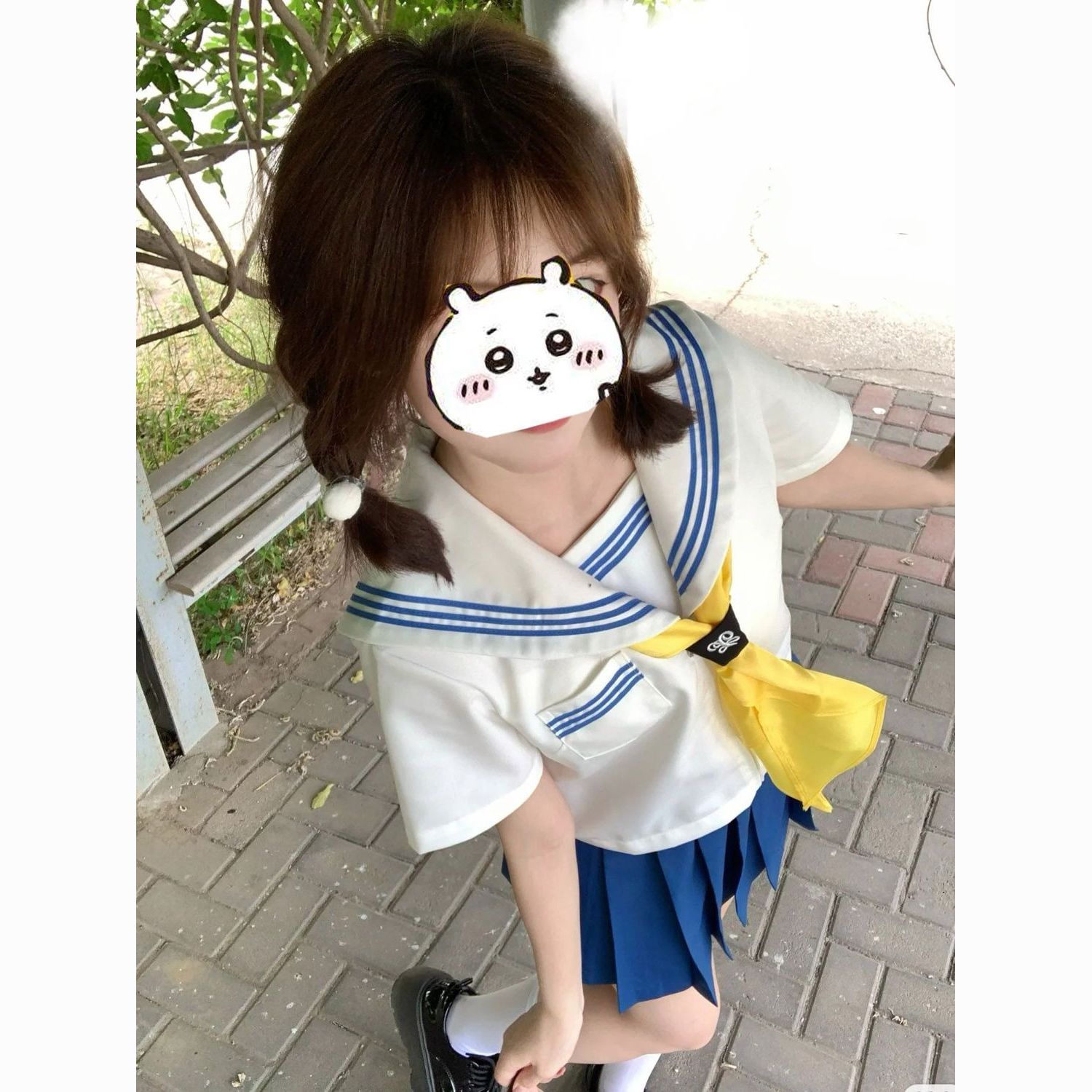 正版蓝三本水手服女jk制服套装海军领学院风白领基础款短袖学院风
