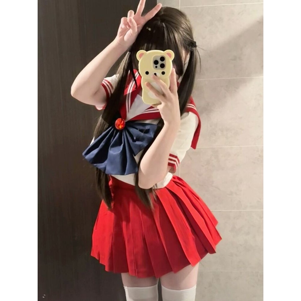 正版美少女战士红色jk制服套装原宿萌领结