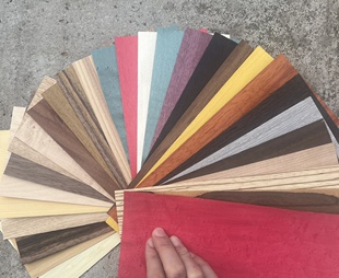 木职人进口手指滑板木皮彩色加枫雀眼夹层天然枫木染色 厚度0.5mm