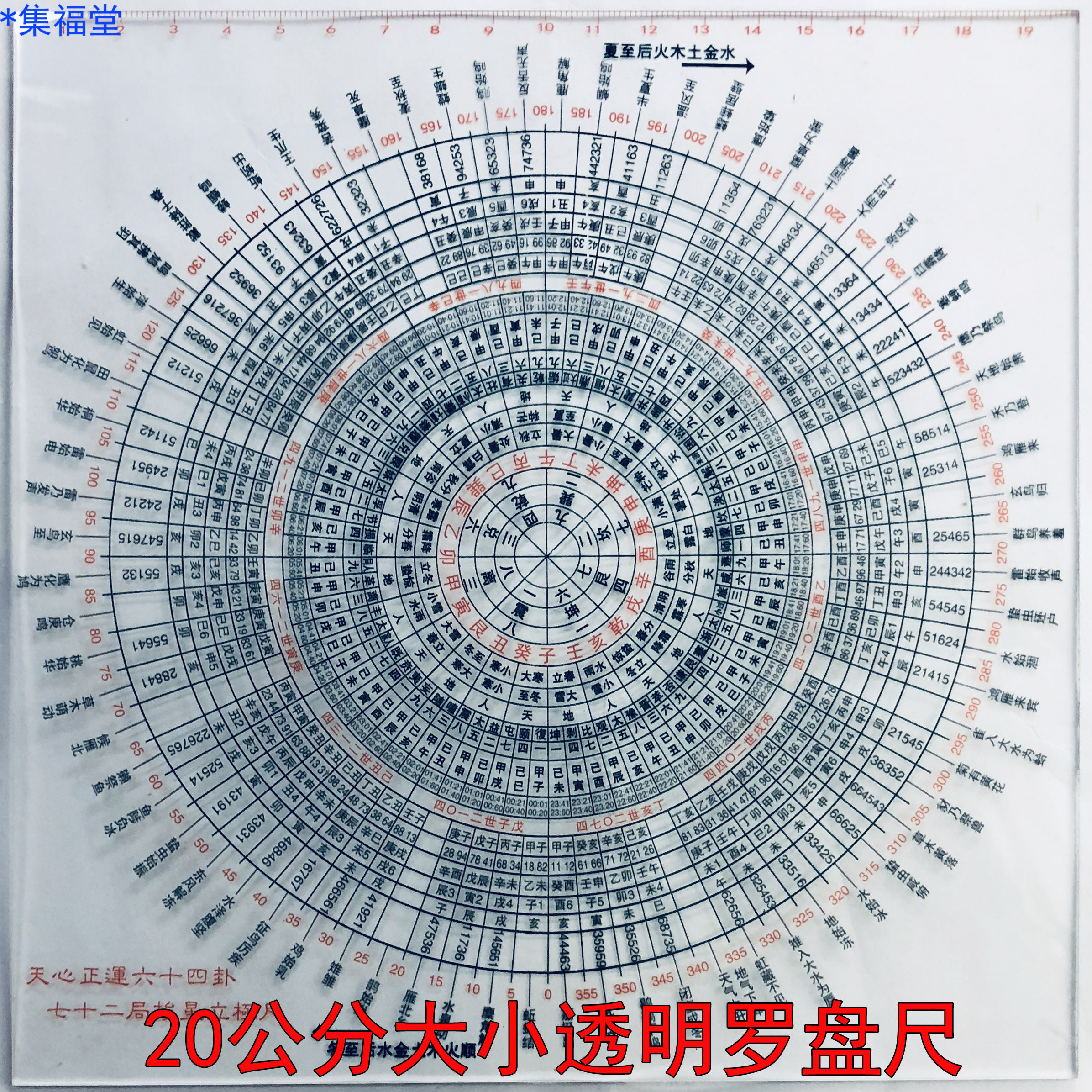 挨x星正运大五行天心择立极尺 集福堂六4卦七二局72候透明罗盘