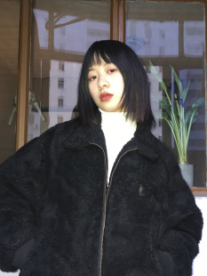 休闲饮料chill drink毛绒加厚外套羊羔毛宽松bf百搭飞行夹克秋冬