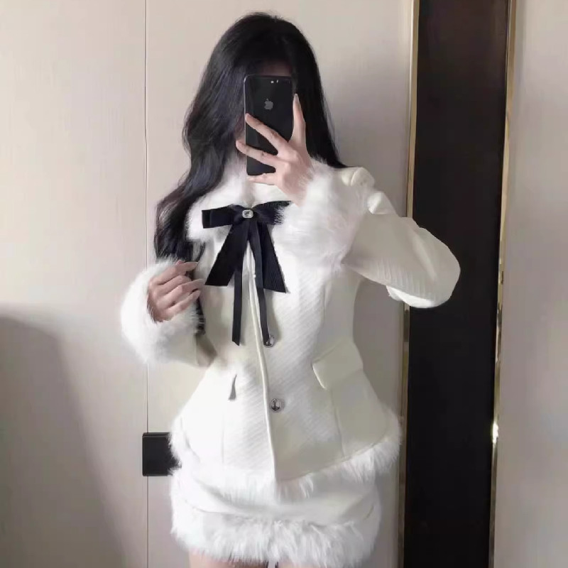 韩剧千金大小姐收腰显瘦毛呢外套半裙套装女加棉加厚保暖两件套,女装/女士精品,时尚套装,淘宝优惠券,粉丝福利购,淘宝优惠卷
