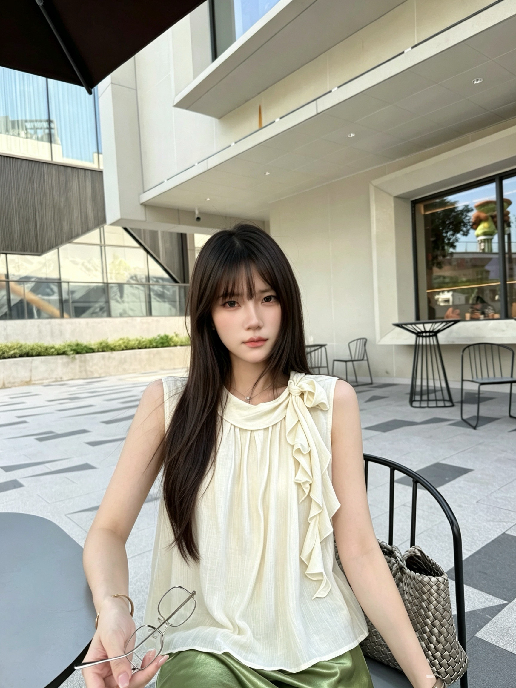 韩系chic立体花朵挂脖背心女夏季新款修身显瘦减龄洋气上衣