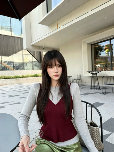 性感小个子无袖挂脖背心女秋冬新款长袖针织T恤叠穿两件套chic