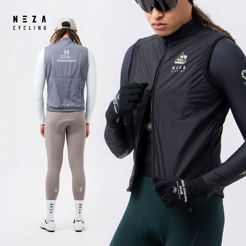 NEZA「罴.蒲啸」男款防泼溅抓绒透气保暖骑行服马甲秋冬季自行车