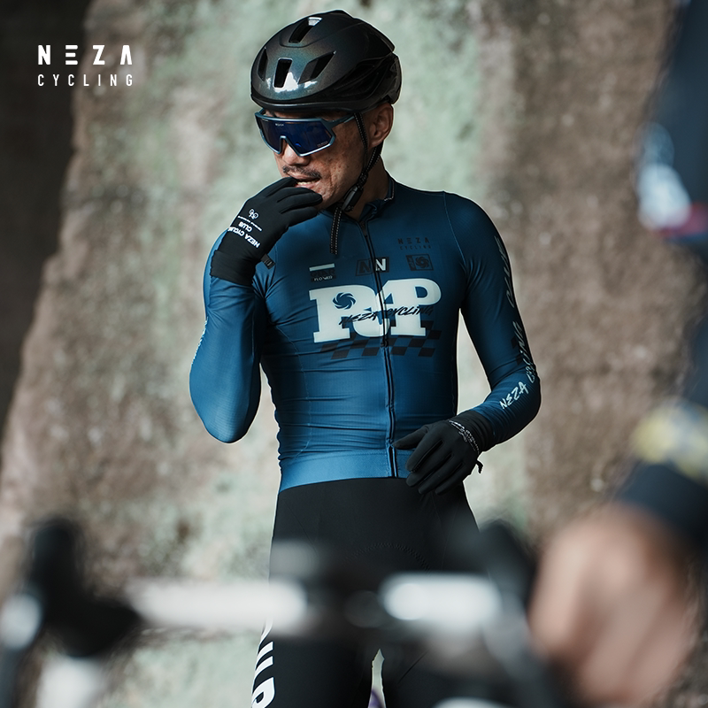 NEZA「鸾.霓璜」秋冬季男款薄绒显瘦长袖骑行服 公路自行车上衣