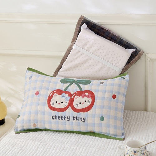 纯棉纱布儿童枕巾加厚枕头盖巾