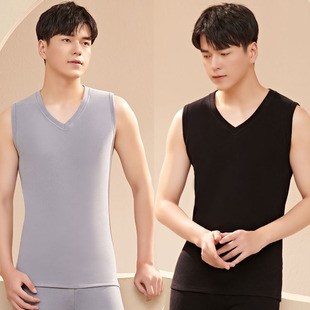 上衣马甲春秋冬季 V领无袖 内 纯棉v领内衣保暖背心打底衫 罗丽丝男士