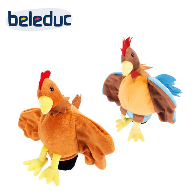 贝乐多beleduc 公鸡母鸡牛羊手偶剧场儿童过家家表演道具毛绒玩具