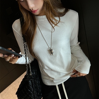 秋冬季莫代尔小立领内搭长袖打底衫女修身可外穿t恤修身显瘦上衣