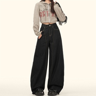 【Wild】新品速递潮流酷飒自由风时髦街头黑金弯刀裤女常规&加长