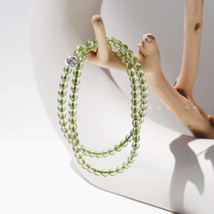 橄榄石手链纯天然双圈手串两圈三圈多圈收藏级绿水晶原石饰品女款