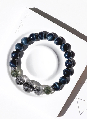 蓝虎眼石手串天然虎眼石男女一对