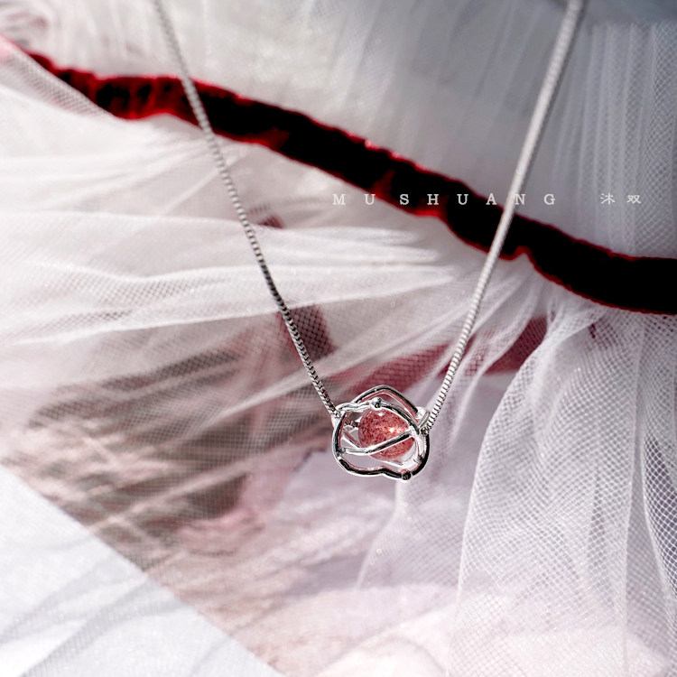 十二星座 纯银星球项链守护石绿幽灵月光石草莓晶 女锁骨紫水晶