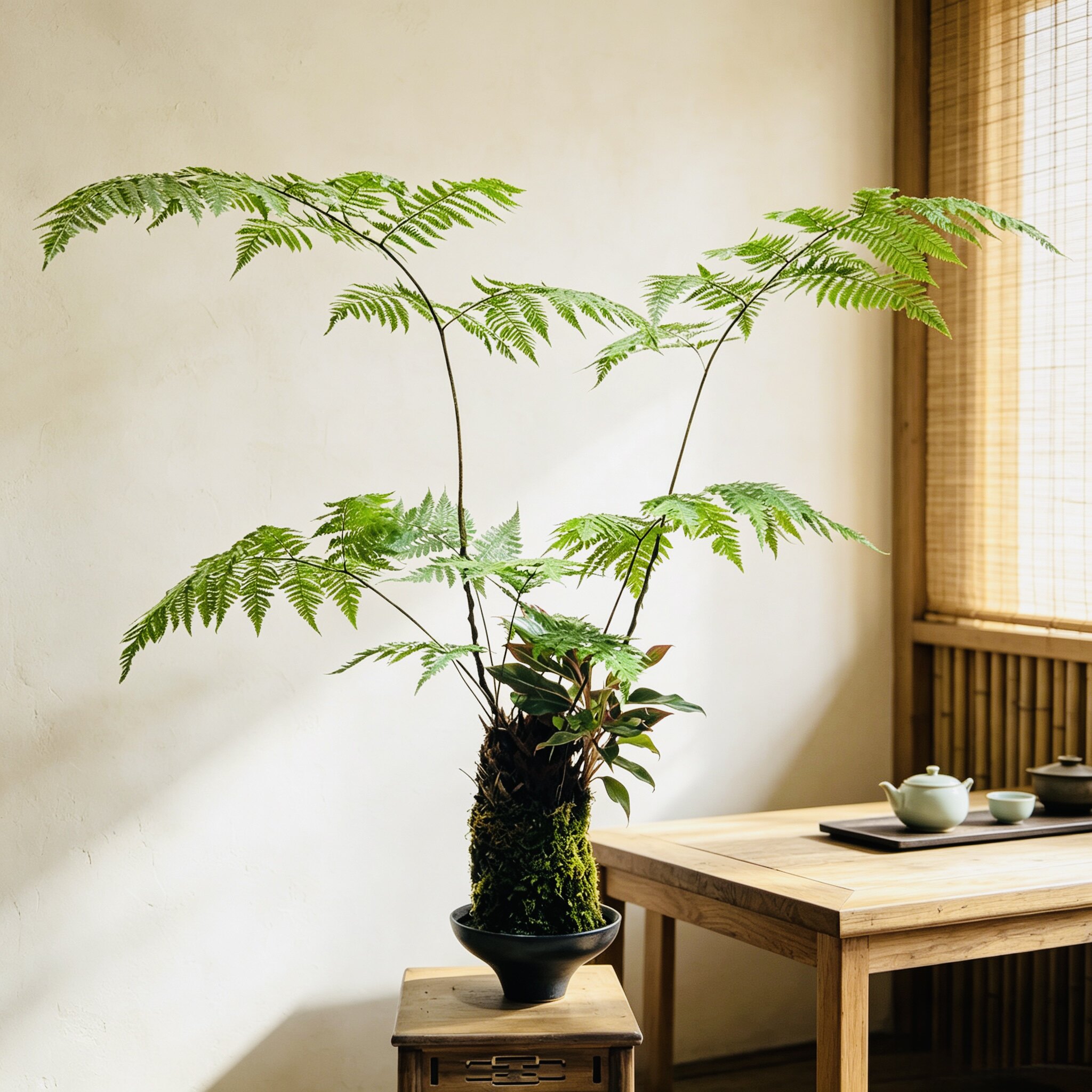 红磷蕨类耐阴苔藓球一叶禅意绿植盆栽中式室内水培大型落地造型