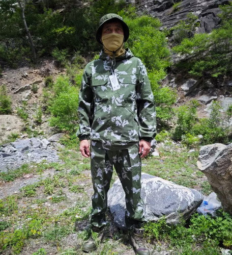 外贸俄罗斯黄花迷彩白花罩衣工作套装男户外战术训练服套装