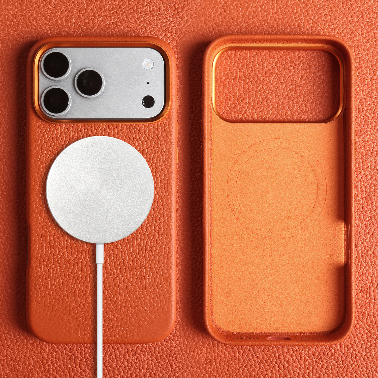 荔枝纹真皮适用苹果17Promax手机壳新款16Pro保护套15轻奢高级感14奢华简约皮质外壳13磁吸全包防摔头层牛皮