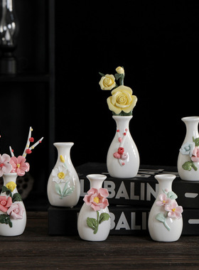 新品手捏花陶瓷花瓶陶瓷手工小花瓶家居插花摆件景区地摊货源