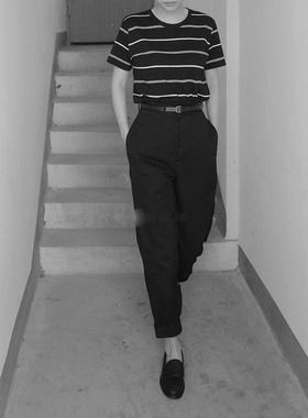 MHL...扎实厚手感readymade色调 酵素vintage加工 高腰 微锥 长裤