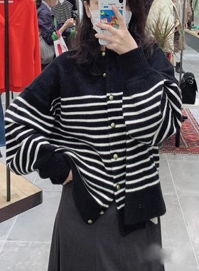 Framework 意大利纱线 100%羊毛 前后两穿 宽松范儿 百搭条纹毛衣