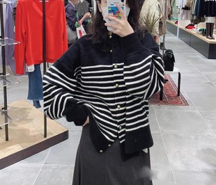 Framework 意大利纱线 100%羊毛 前后两穿 宽松范儿 百搭条纹毛衣