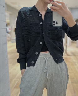 贝壳扣开衫 安逸质感 镂空网状感 Plage引入NEARBYME棉和尼龙混纺