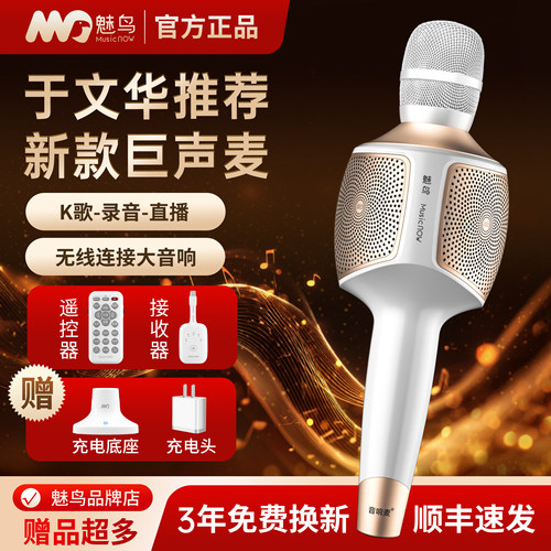 于文华亲选-魅鸟话筒音响一体麦克风蓝牙无线K歌直播唱歌家用声卡