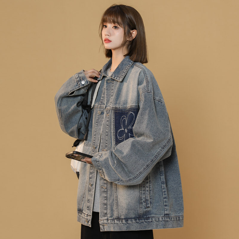 春秋季新款牛仔夹克女外套潮流刺绣宽松上衣JK40P95,男装夹克,电商B203-1