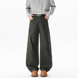 秋季新款美式复古褶皱工装休闲裤男潮流宽松直筒阔腿裤KZ44特P50，男装工装外套，电商B203-1