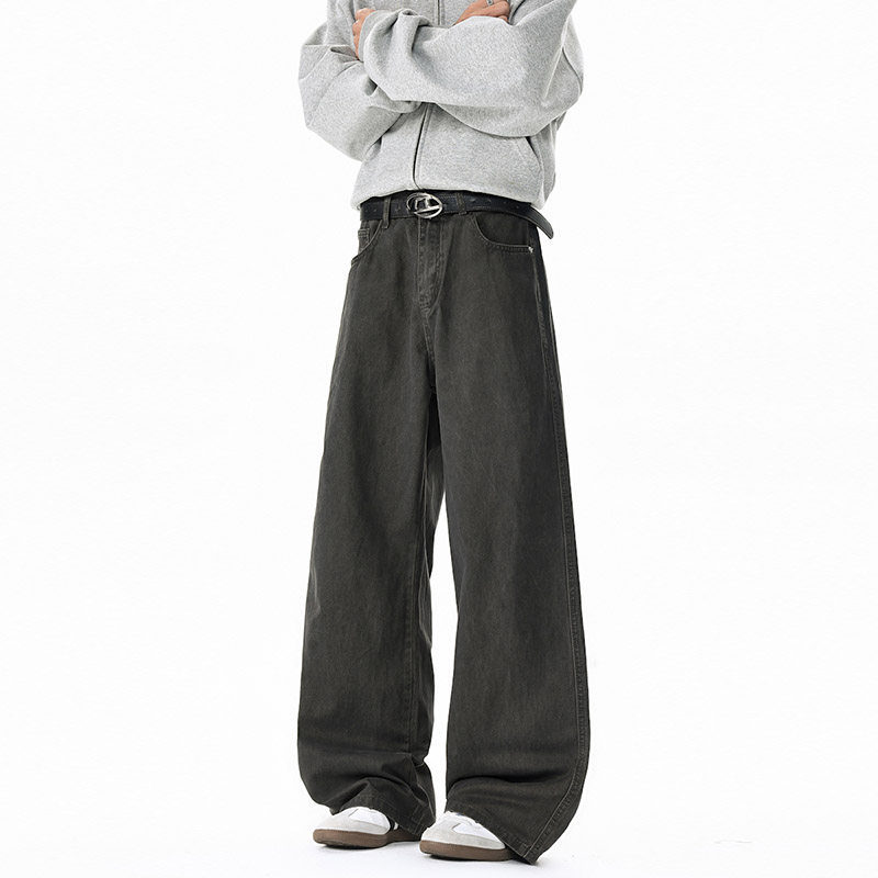 春季ins美式高街纯色休闲裤男潮流宽松直筒阔腿工装裤子100HP45，男装工装外套，电商B203-1