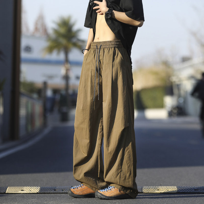 春夏季新款高街褶皱休闲裤男潮流宽松阔腿户外伞兵裤2818特P45，男装休闲裤，电商B203-1