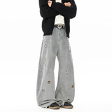 春季新款美式高街卡通动物刺绣牛仔裤男潮流宽松直筒长裤101HP58，男装牛仔裤，电商B203-1