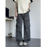 秋季美式高街大工装裤男宽松直筒褶皱拖地休闲长裤KZ43P58，男装工装外套，电商B203-1