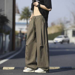 春夏季新款美式高街褶皱工装裤男宽松直筒阔腿休闲裤 830 特P50图片