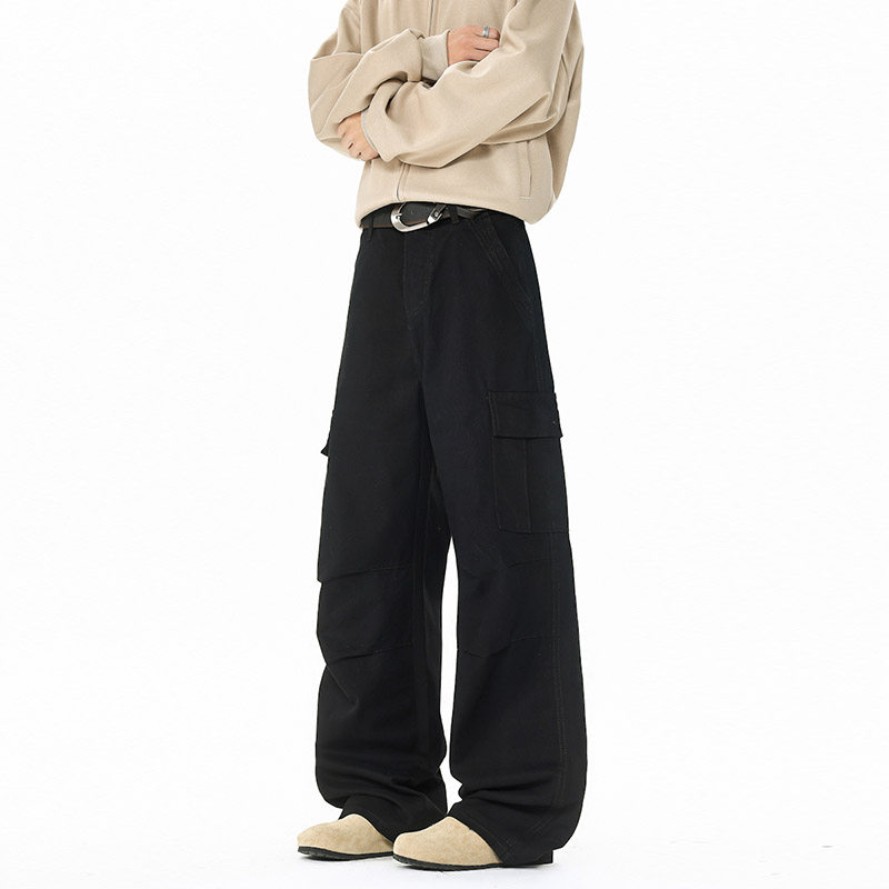 春季美式高街多口袋工装裤男潮流宽松直筒阔腿休闲裤D528P55，男装工装外套，电商B203-1
