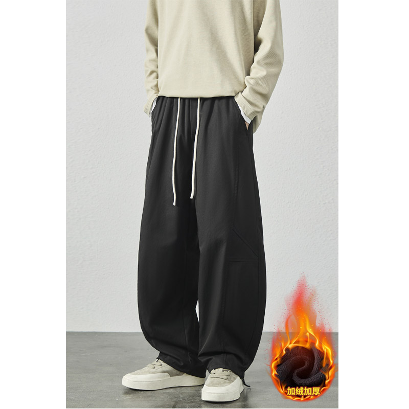 冬季美式高街加绒保暖休闲裤男潮流宽松阔腿抽绳长裤789加绒P55，男装棉衣，电商B203-1