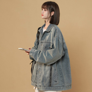 春秋季新款渐变牛仔双拉链设计夹克女外套潮流 JK37 P95图片