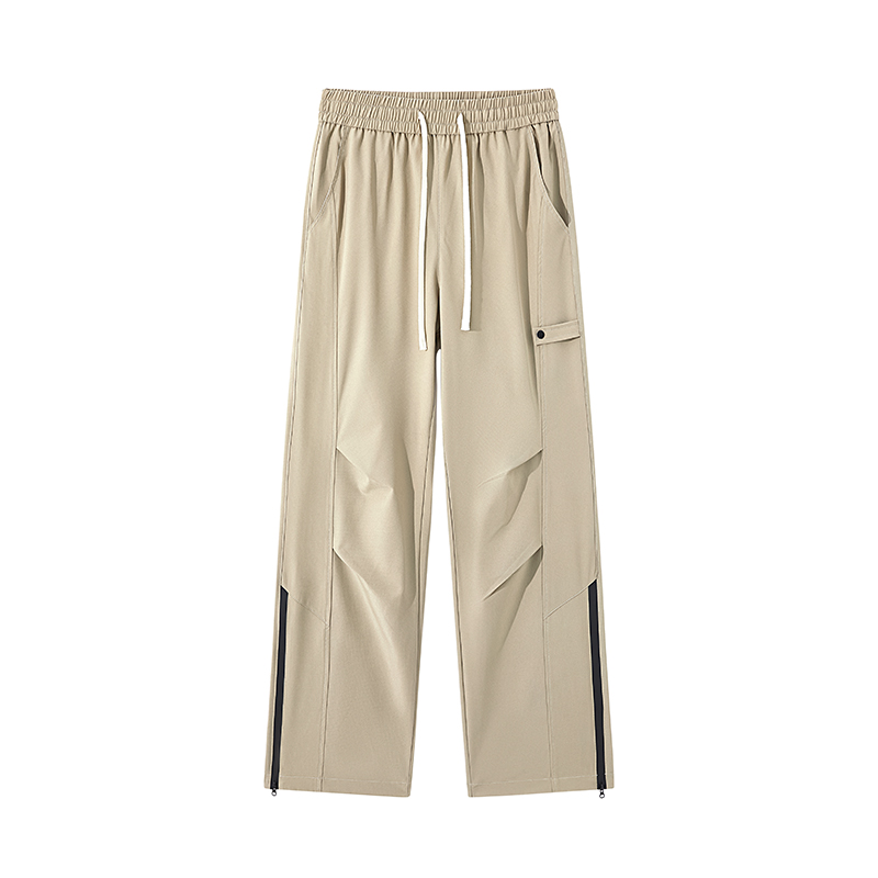 夏季得物高街褶皱冰丝休闲裤男宽松直筒冲锋伞兵裤K2810特P42，男装休闲裤，电商B203-1