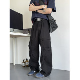秋季美式高街大工装裤男宽松直筒褶皱拖地休闲长裤KZ43P58，男装工装外套，电商B203-1