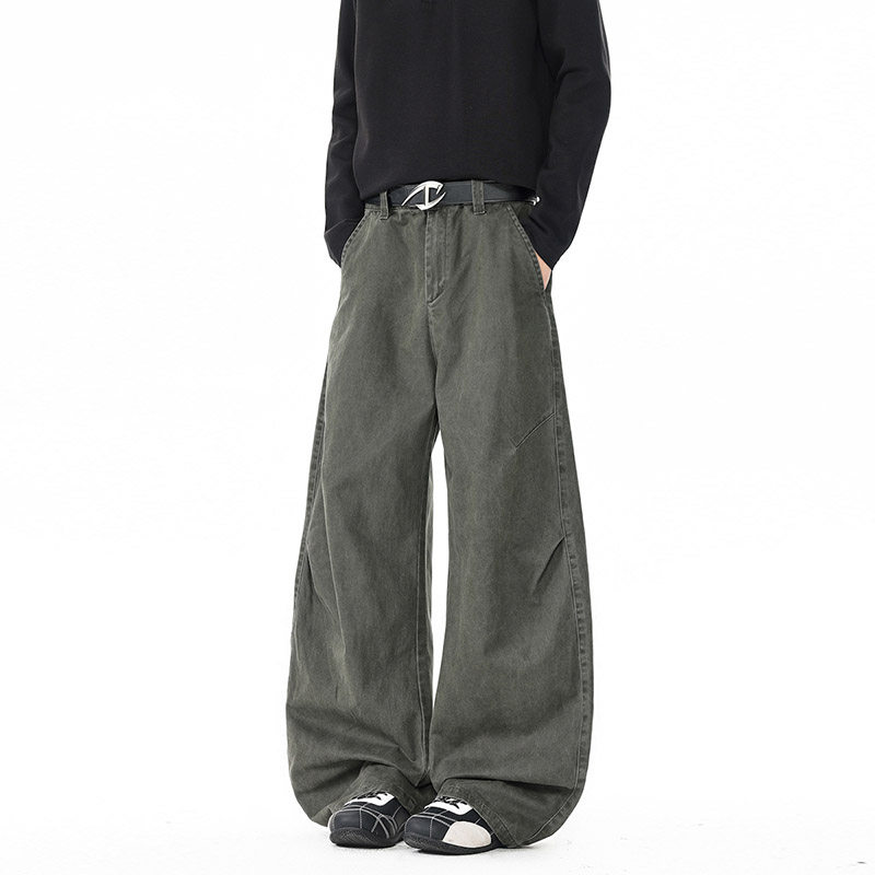 春季新款美式高街弯刀工装裤男潮流宽松直筒阔腿休闲长裤052HP65，男装工装外套，电商B203-1