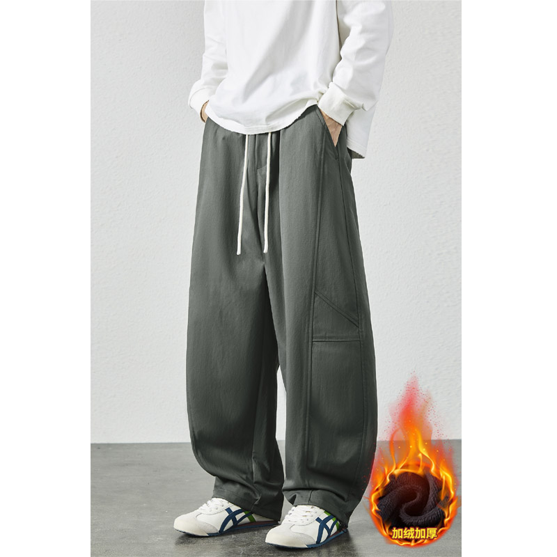 冬季新款美式高街加绒休闲裤男潮流宽松阔腿抽绳长裤789加绒P55，男装卫衣，电商B203-1