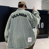 2025春季新款美式字母绣花牛仔外套男夹克潮流宽松JK45P95，男装夹克，电商B203-1